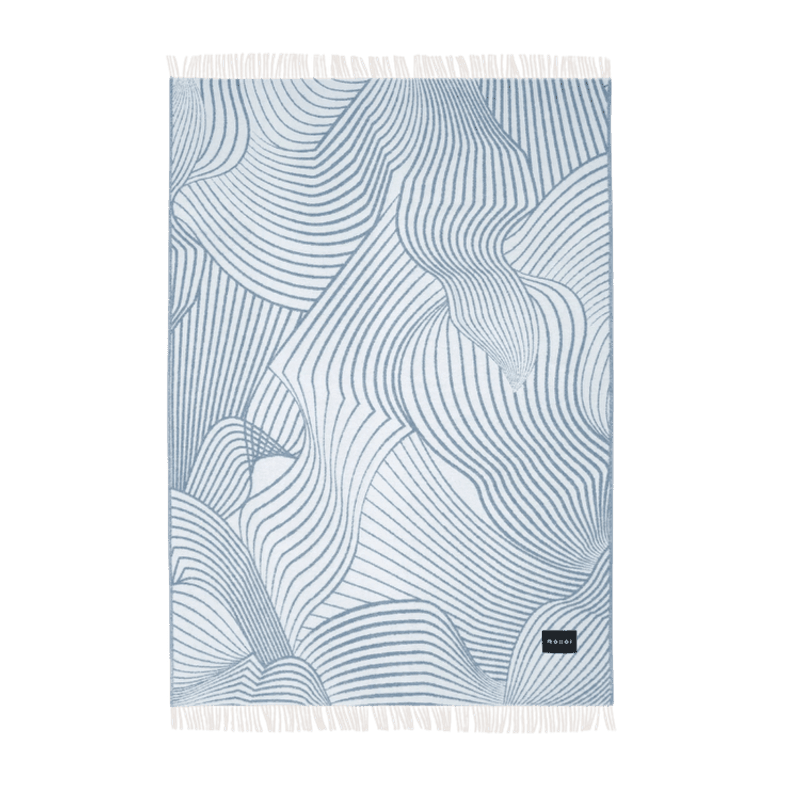 Rough Stripe ullpledd - Techno Bee Blanket Denim Cream