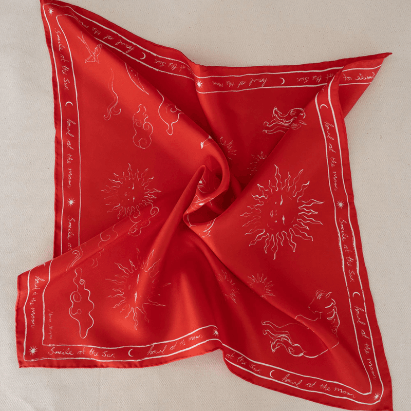 Red Scarf - bomulls - silke 