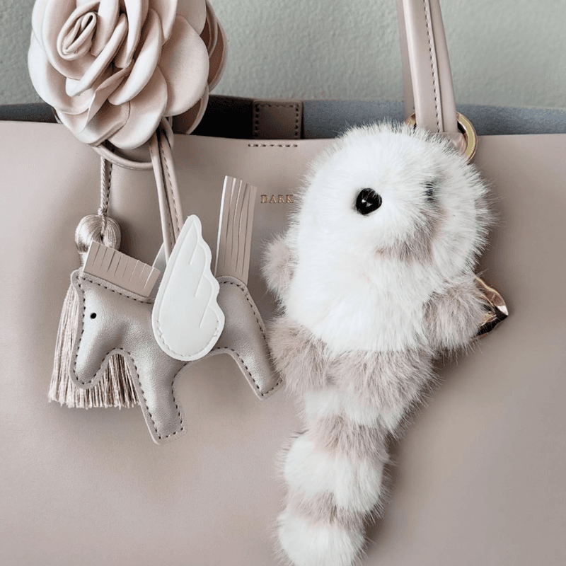 Bag Charm Pony - Sparkled Sand W/Off White & Dark Sand