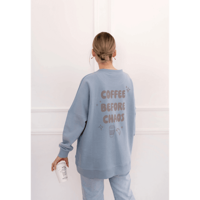 Hovedbilde Sweatshirt Coffee Before Chaos - Lyseblå
