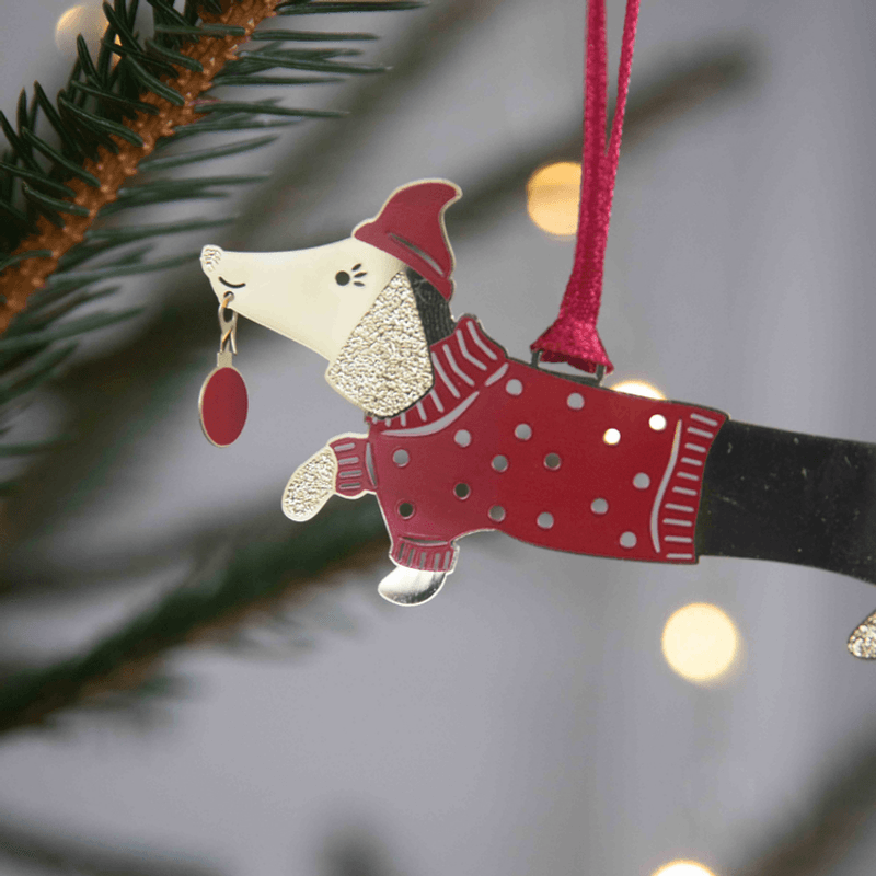 Julepynt Glad Hund – Gull