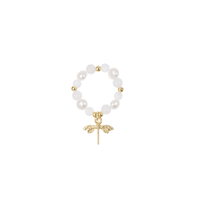 Hovedbilde Pearl ring med charm - white