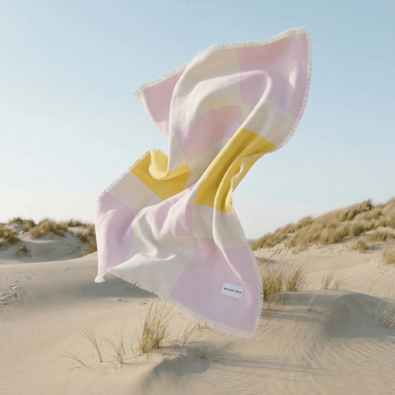 Check Bold Blanket Pink Sun - 100 % bomull