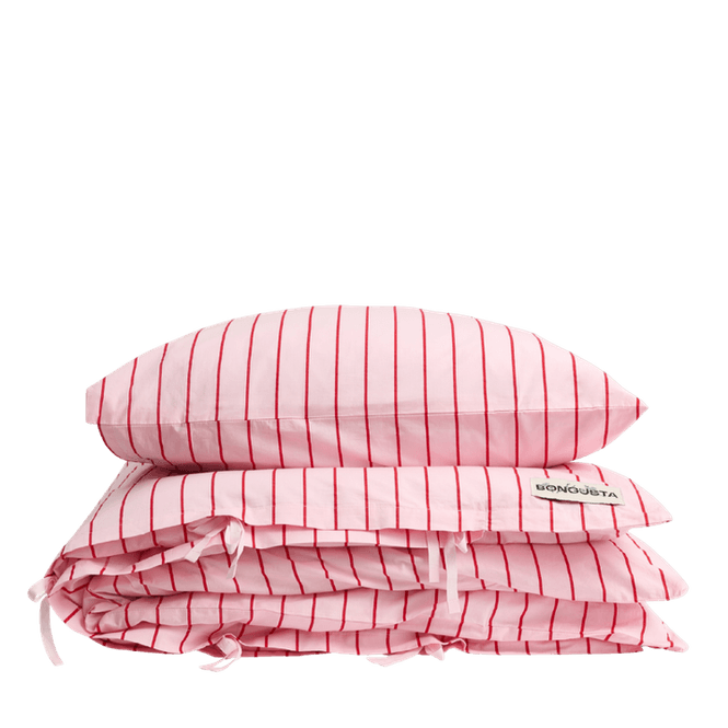 Hovedbilde Sengesett i økologisk bomull - baby pink & ski ...