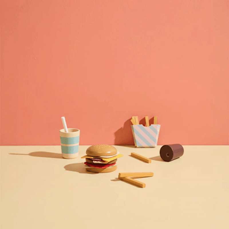 Hamburger meny lekesett i tre