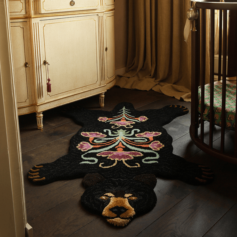 Blooming Black Bear Rug Large 