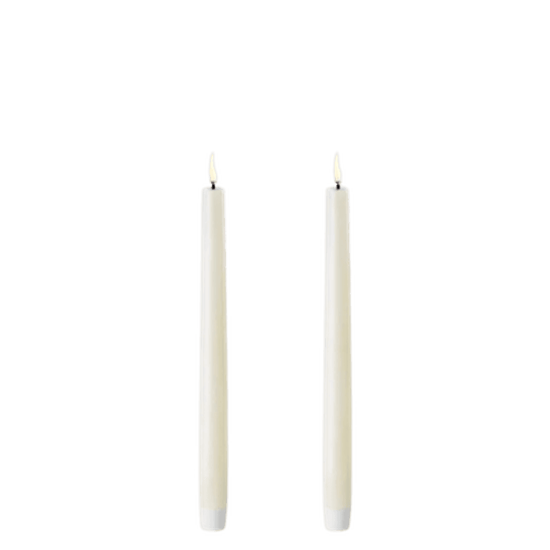 LED Kronelys Ivory Ø 2,3 x 25 cm, sett av 2