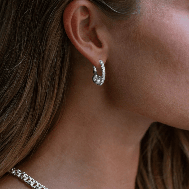 Pavé Knot Earrings Silver