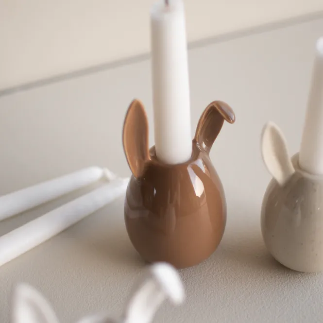 Hovedbilde Rabbit candle holder - shiny nougat