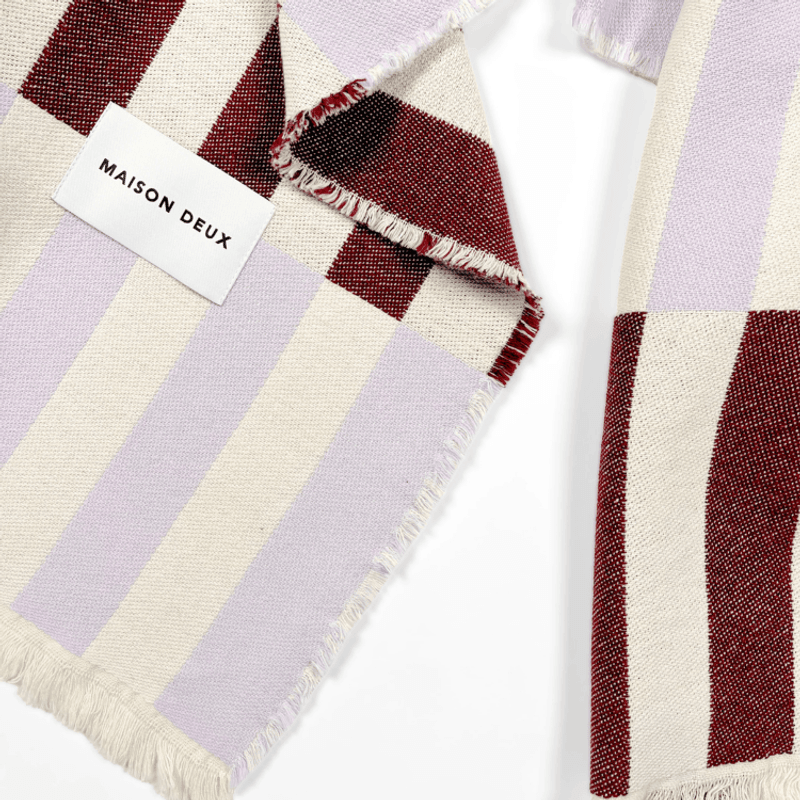 Tiles Blanket Lilac Burgundy - 100 % bomull