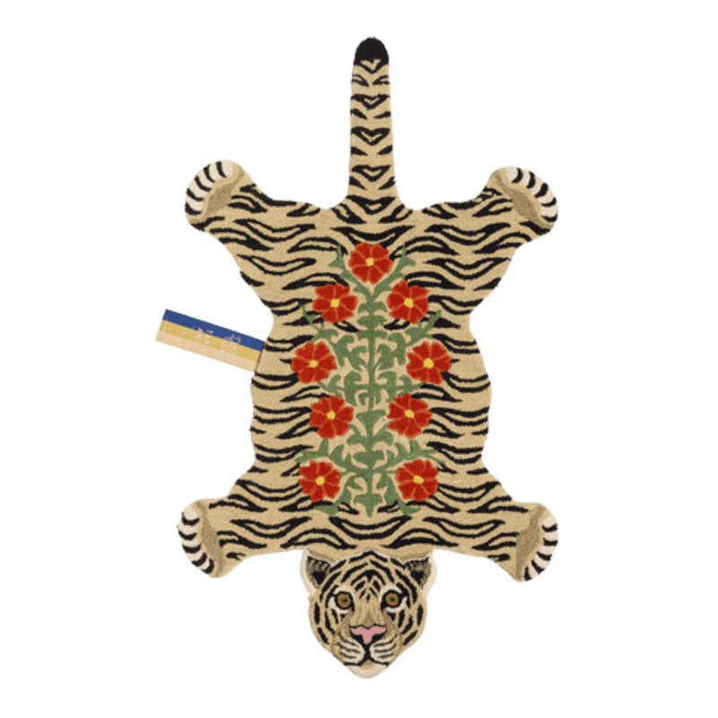  Floral White Tiger Rug Large