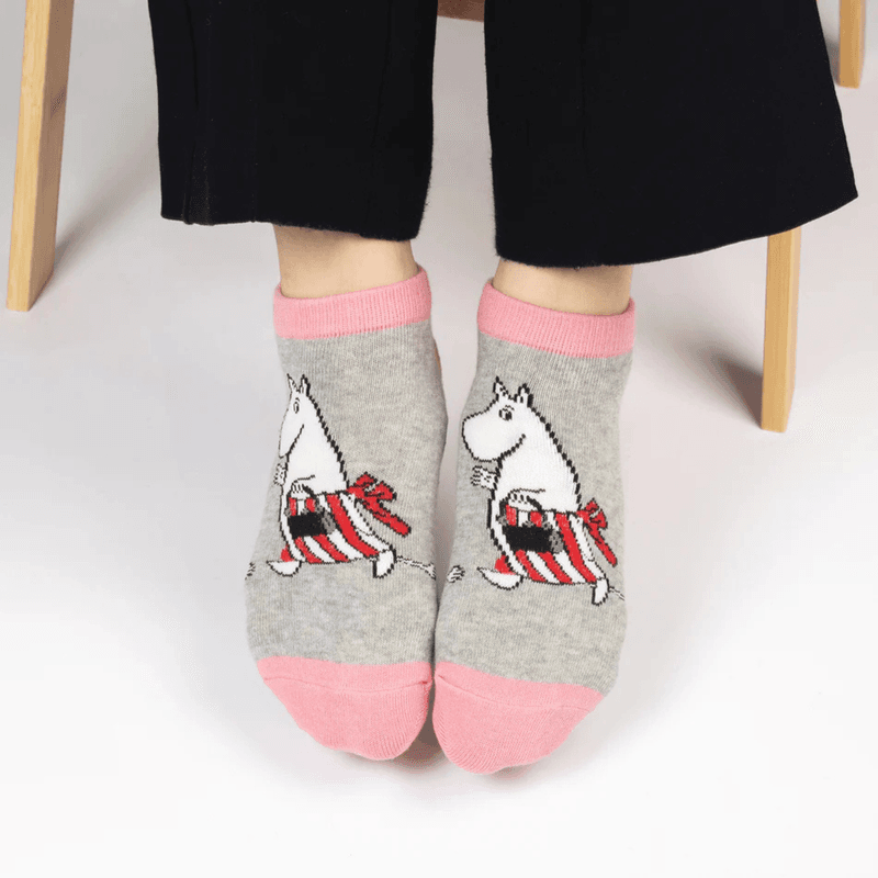 Moomin ankelsokker mummi mamma - Grå/rosa