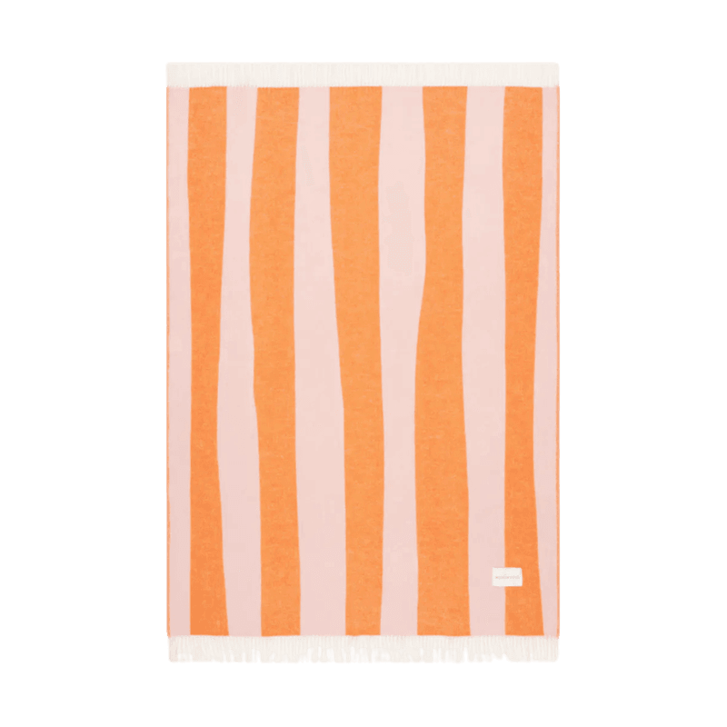 Rough Stripe ullpledd -  Pink / Carrot
